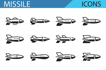 Weapon and Missile Icon Set – Perfect for Defense and Military Projects