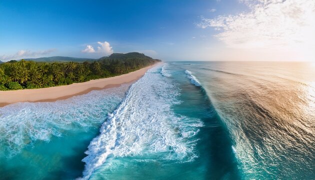 overhead photo of crashing waves on the shoreline tropical beach surf abstract aerial ocean view the beach is a natural and beautiful place to visit ai genere genial vague image de ocean hd fonds d
