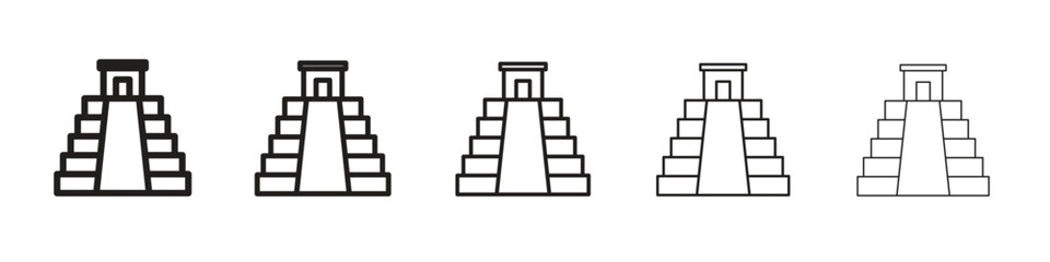 Chichen Itza icon vector Art line Illustrations collection