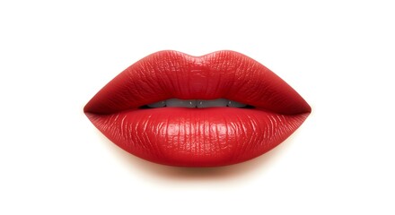 Glamorous Red Lips with Shiny Glossy Finish