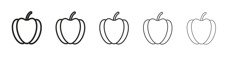 Capsicum icon vector Art line Illustrations collection