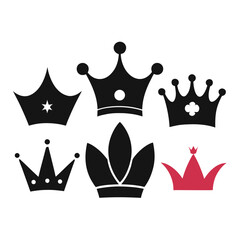 Royal crowns collection diverse shapes monarchy symbol