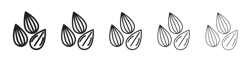 Almond icon vector Art line Illustrations collection