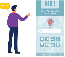 Boy using location app.