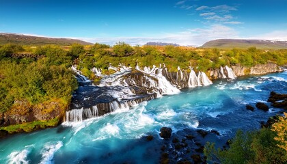discover the stunning barnafoss and hraunfossar waterfalls in iceland