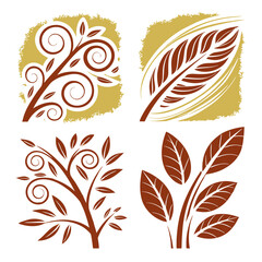 Obraz premium Swirling branches and leaves with textured backgrounds