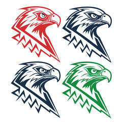 Tribal Eagle Head Designs Red Blue Green hawk bird