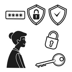 User profile security icons login signup