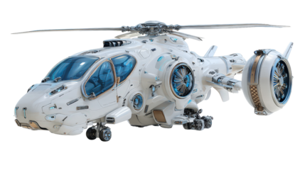 3D render of futuristic concept helicopter background isolated on a Transparent background, PNG file.