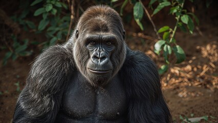 Fototapeta premium Mature male silverback gorilla in a captive environment