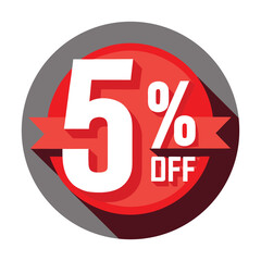 Five Percent Off Sale Promotion Graphic in Red and White Colors