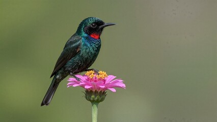 Bright Flowerpiercer feeding from a nectar source