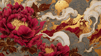 Traditional painting with ink and gold