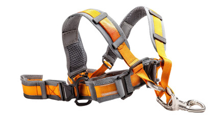 Naklejka premium Adjustable fall protection harness background isolated on a Transparent background, PNG file.