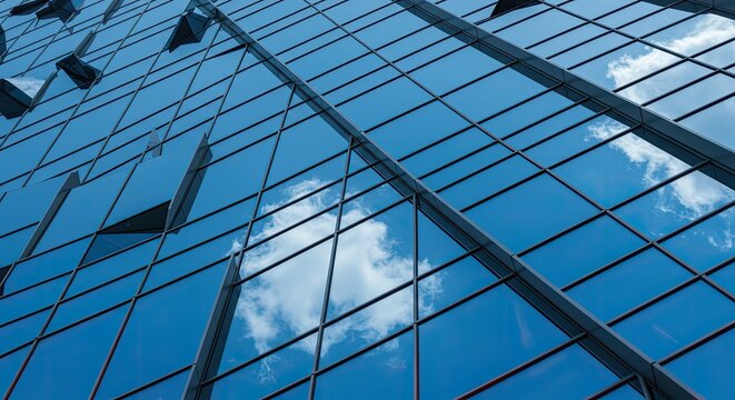 Abstract Architectural Detail of a Modern Glass Skyscraper Facade