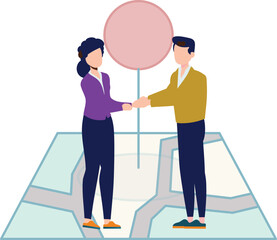 Two persons shaking hands together.