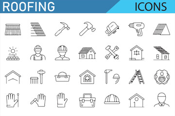Collection of Construction and Roofing Tools – Icons for Projects