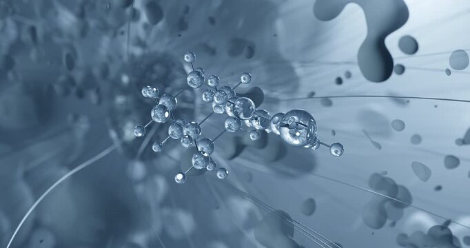 Bromantane rotating molecular 3d structure ball-and-stick model, looped video central nervous system stimulant
