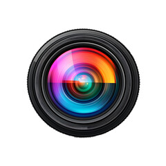 Vibrant Camera Lens Colorful Photography Equipment On Transparent Background
