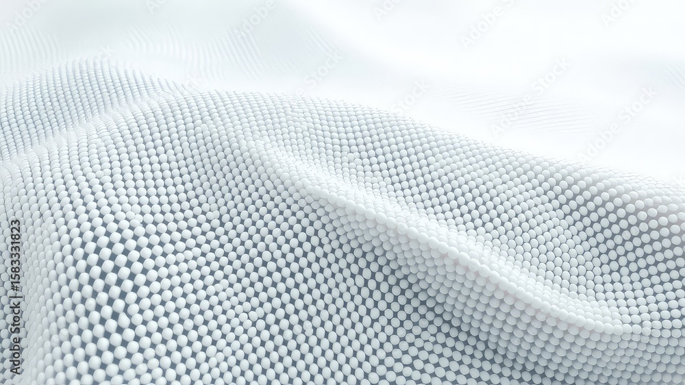 Aufkleber white waves formed by tiny spheres arranged in an organized pattern for technological or abstract de