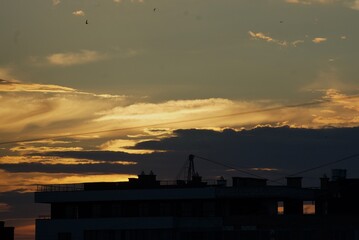factory at sunset