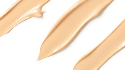 Cosmetic foundation swatches of cream color on bright surface for beauty and makeup related concepts and product demonstrations