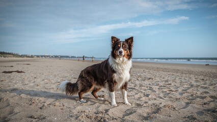 Canine pausing by the shoreline