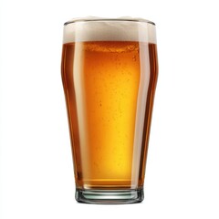 Beer pint glass classic shape isolated on white background, no shadow, clear sturdy transparent design