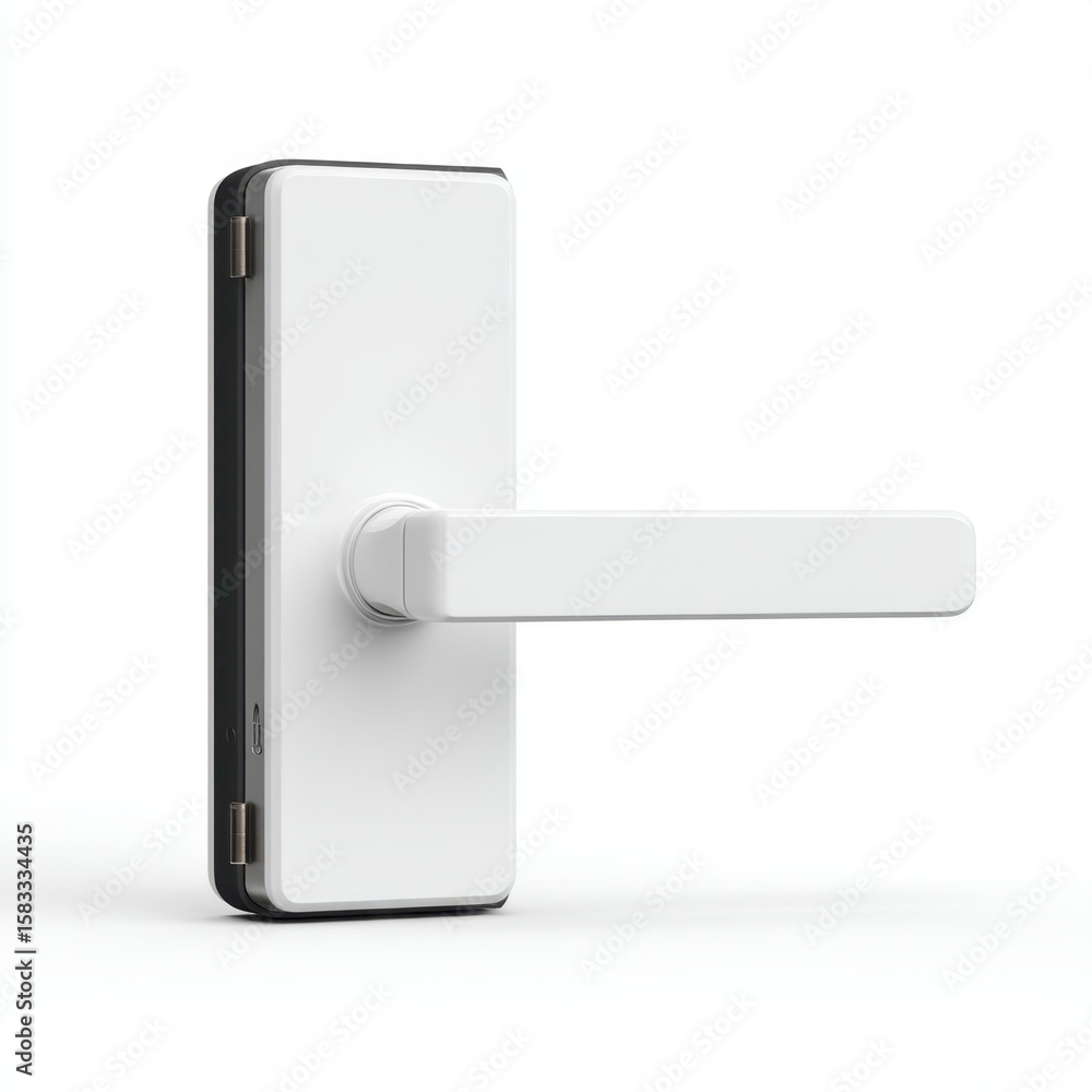 Poster card-based access lock unit isolated pure white background, no shadow, modern secure entry device
