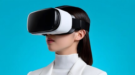 A person wearing a virtual reality headset.