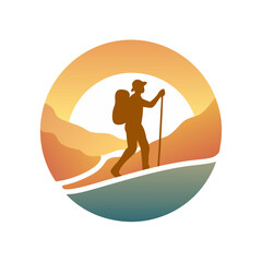 silhouette of a man on hiking track