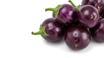Isolated eggplants displayed on a white backdrop