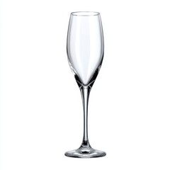 Obraz premium Elegant crystal flute glass tall slim stem isolated white background, no shadow, luxury drink concept