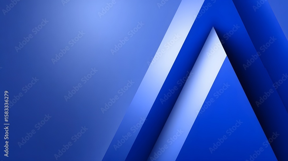 Poster vibrant blue geometric abstract with intersecting lines and shapes.