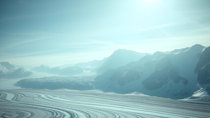 Mountain glacier drone shot