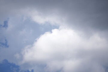 Bright blue sky with soft white clouds scattered across a clear day, evoking a sense of peace and natural freshness