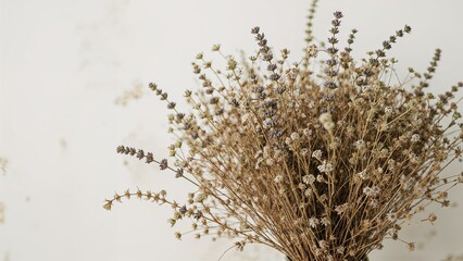 Classic dried flower bunch composed of Limonium, sea lavender, statice, and marsh rosemary for decorating living spaces