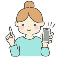 スマホを持って説明してる女性のイラスト