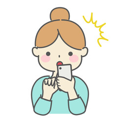 Obraz premium スマートフォンを操作して驚く女性