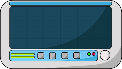 illustration of a medical monitor showing a red ECG or EKG heartbeat line. Represents vital signs,...