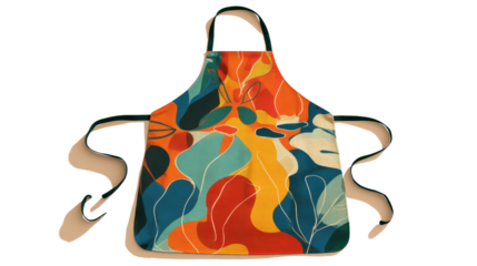 Apron with colorful print background isolated on a Transparent background, PNG file.