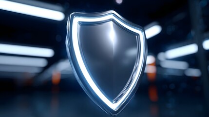 Metallic shield icon representing security and protection.