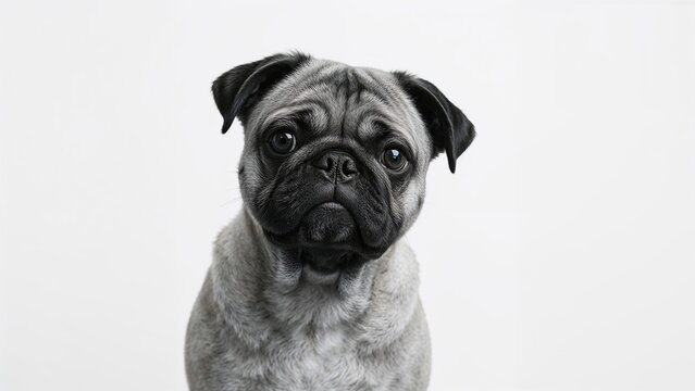 Stylish black and white pug staring directly at the lens - Powered by Adobe