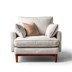 Obraz premium Soft oversized accent chair with plush upholstery isolated white background, no shadow, cozy modern look