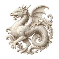PNG Intricate dragon sculpture design.