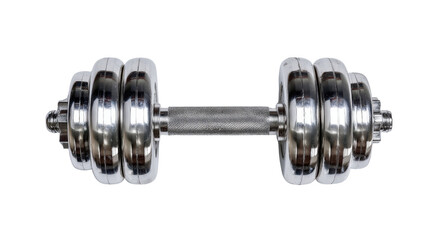 Artistic top-down view of dumbbell shot with clean isolated on a Transparent background, PNG file.