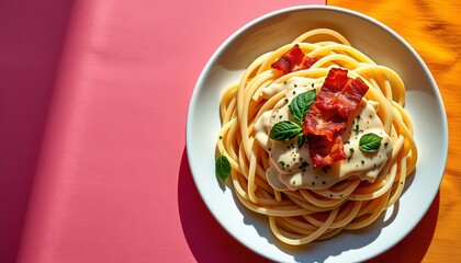 Vibrant Upsidedown Carbonara Pasta Delight