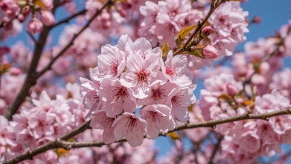 Almond tree flowering in spring