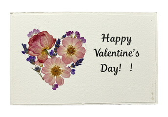 A happy valentines day card with a floral heart isolated on transparent background