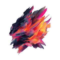 Fototapeta premium Abstract vibrant blob with dynamic brushstrokes in various hues of pink, orange, and dark purple